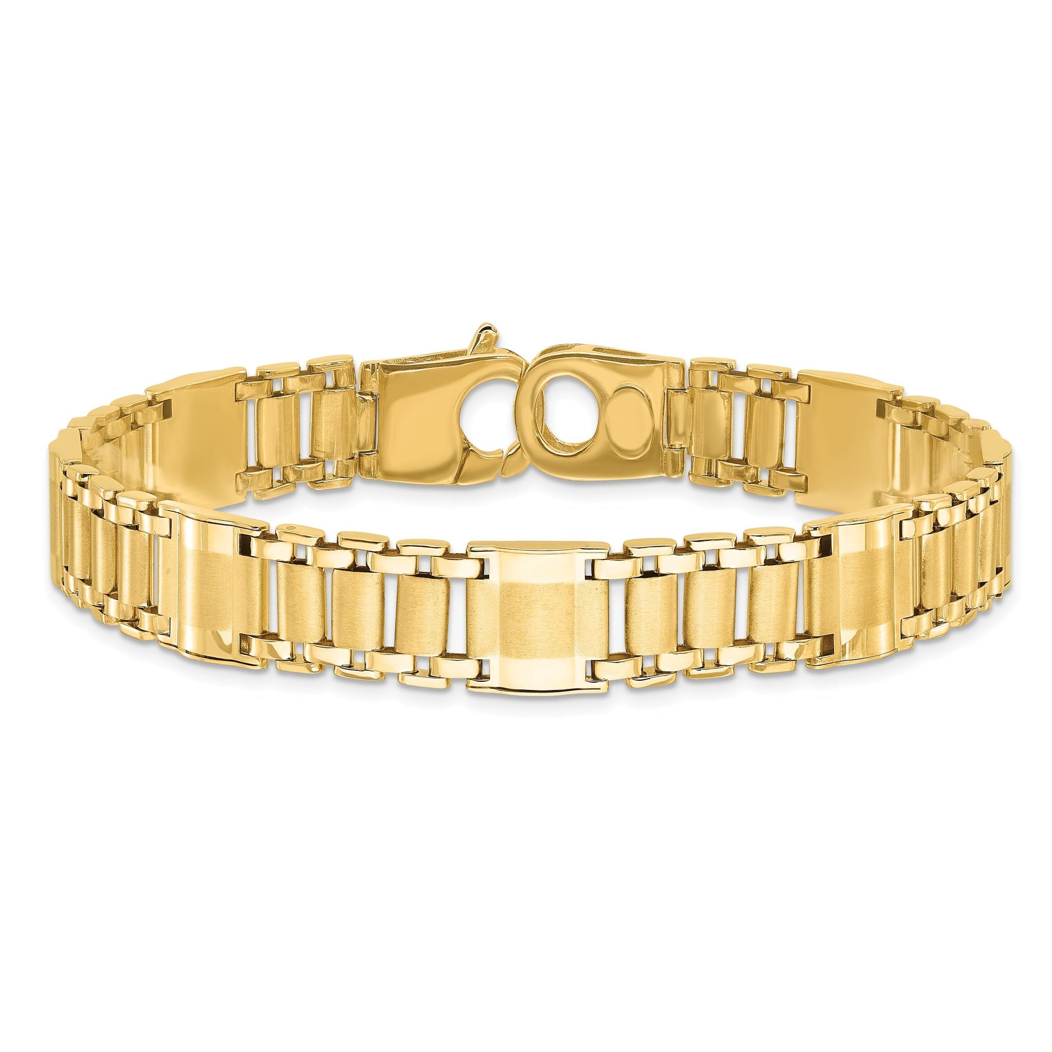 14k Satin & Polished Men's Link Bracelet