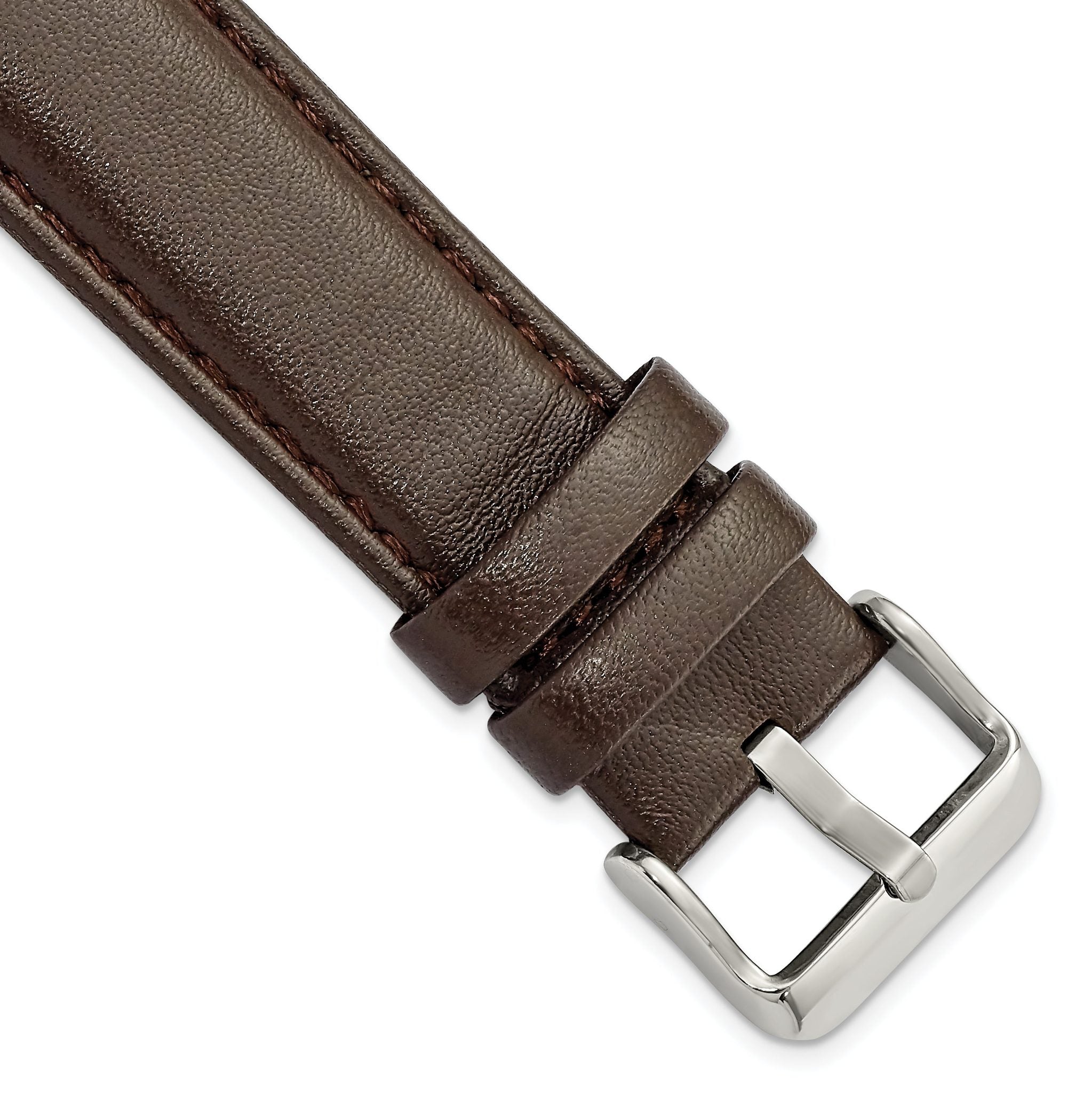 Glove Leather Watch Band in Dark Brown with Panerai-Style Buckle, 19mm