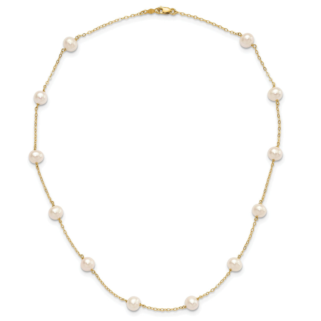 10k 5.5-6.5mm White Near-Round Freshwater Cultured Pearl 12-Station 16 inch Necklace