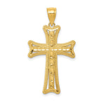 14K Gold Diamond-Cut Cross Pendant with Open Back Design