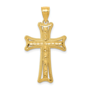 Cross Pendant in 14K Yellow Gold, 19x28mm Diamond-Cut - Sophia Jewelers