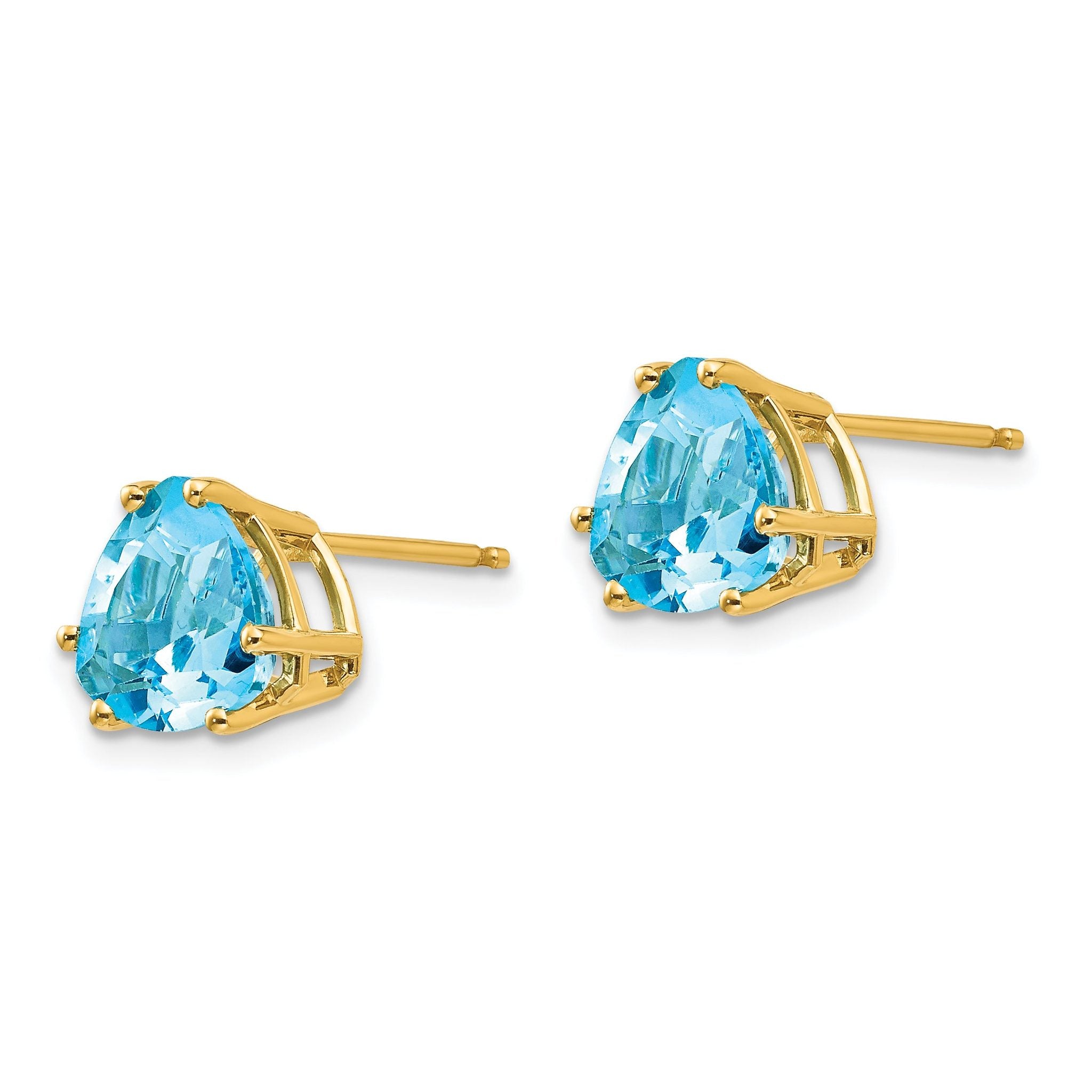 14k 8mm Trillion Blue Topaz Earrings Secondary image