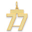 14K Gold Small Satin Number 77 Charm with Brushed Finish