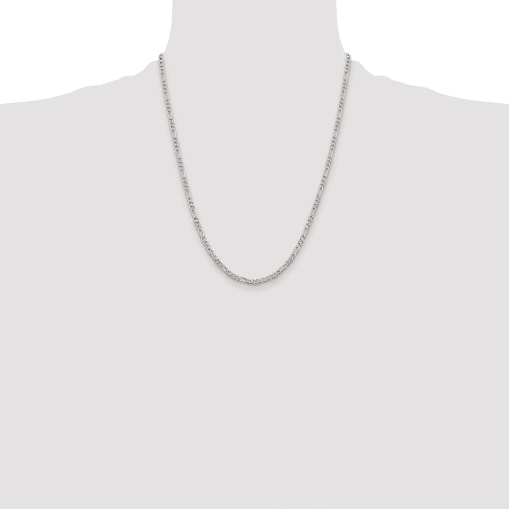 Pavé Flat Figaro Chain in Sterling Silver