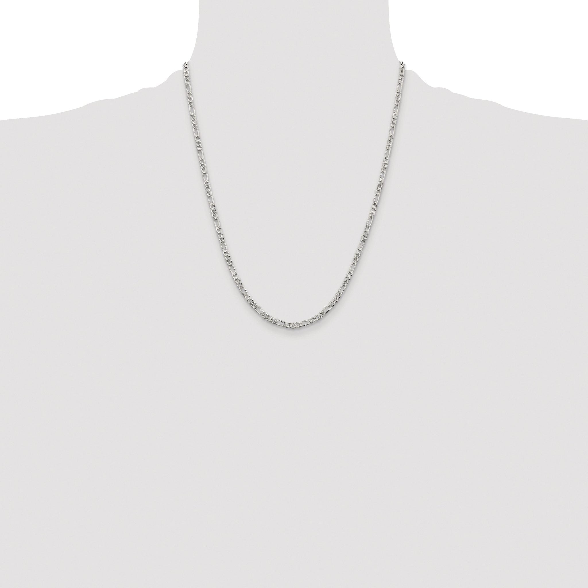 Pavé Flat Figaro Chain in Sterling Silver