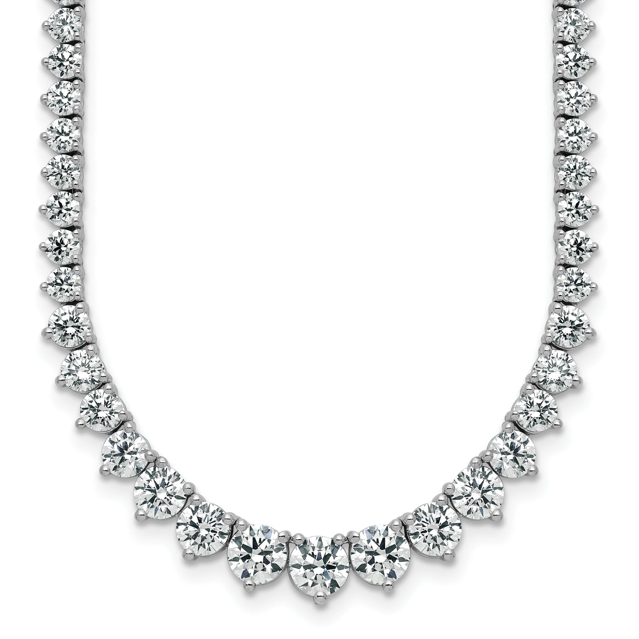 14k White Gold 16 1/3 carat Lab Grown Diamond VS+ F+ Complete Round 18 inch Graduated Tennis Necklace Main image