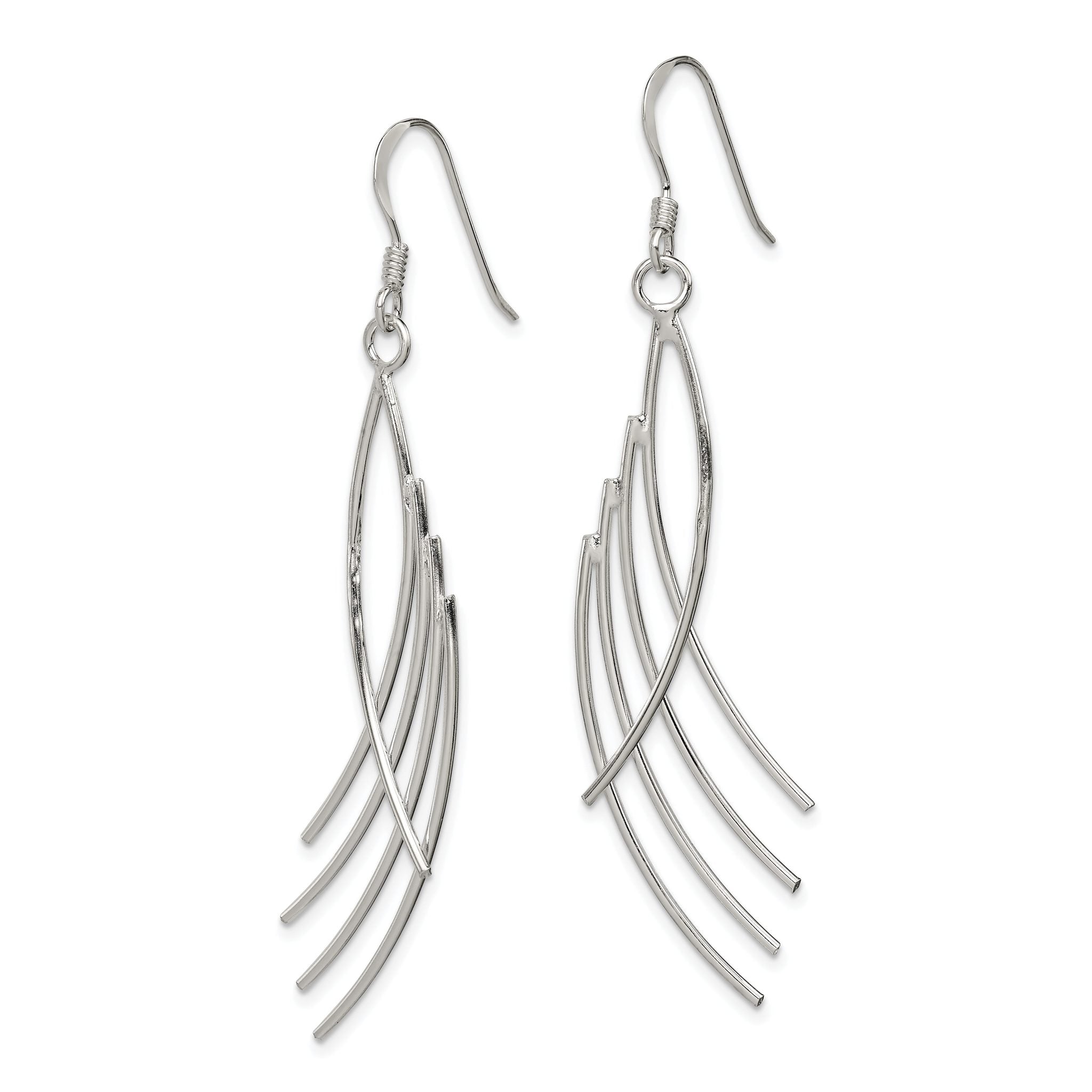 Sterling Silver Polished Fancy Curved Design Dangle Earrings Secondary image
