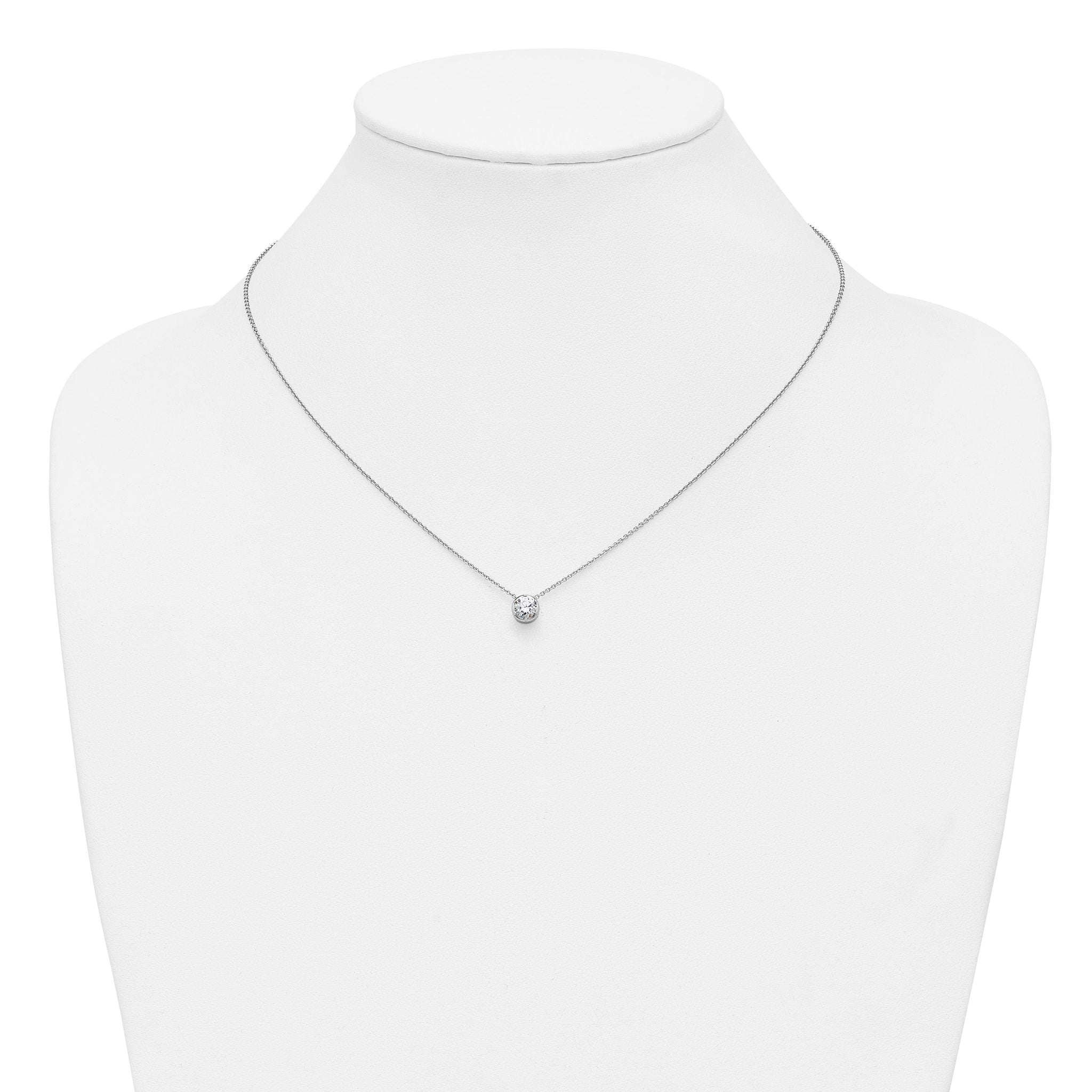 14k White Gold 1/2 carat Lab Grown Diamond VS/SI+ G+ Round Complete 18 inch Solitaire Slide Necklace Secondary image