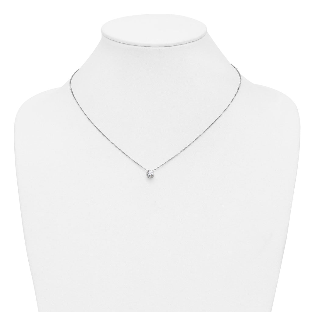 14k White Gold 1/2 carat Lab Grown Diamond VS/SI+ G+ Round Complete 18 inch Solitaire Slide Necklace