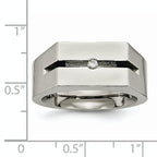 Titanium Wedding Band with White Diamond Polished Finish Unisex