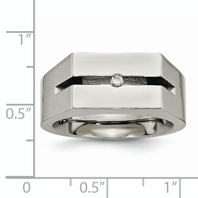 Titanium Wedding Band with White Diamond Polished Finish Unisex