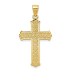 10K Yellow Gold Solid Cross Pendant with Polished Finish  35mm Elegant Design