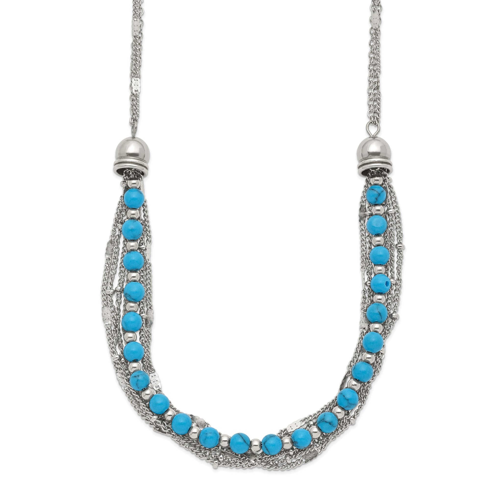 Chisel Stainless Steel Polished Reconstructed Turquoise Multi-Strand 20.75 inch with 2 inch Extension Necklace Secondary image