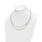 14K Polished D/C Beaded 2-strand w/ .75in ext Necklace