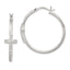 Sterling Silver CZ Cross Hoop Earrings with Polished Anti-Tarnish Finish