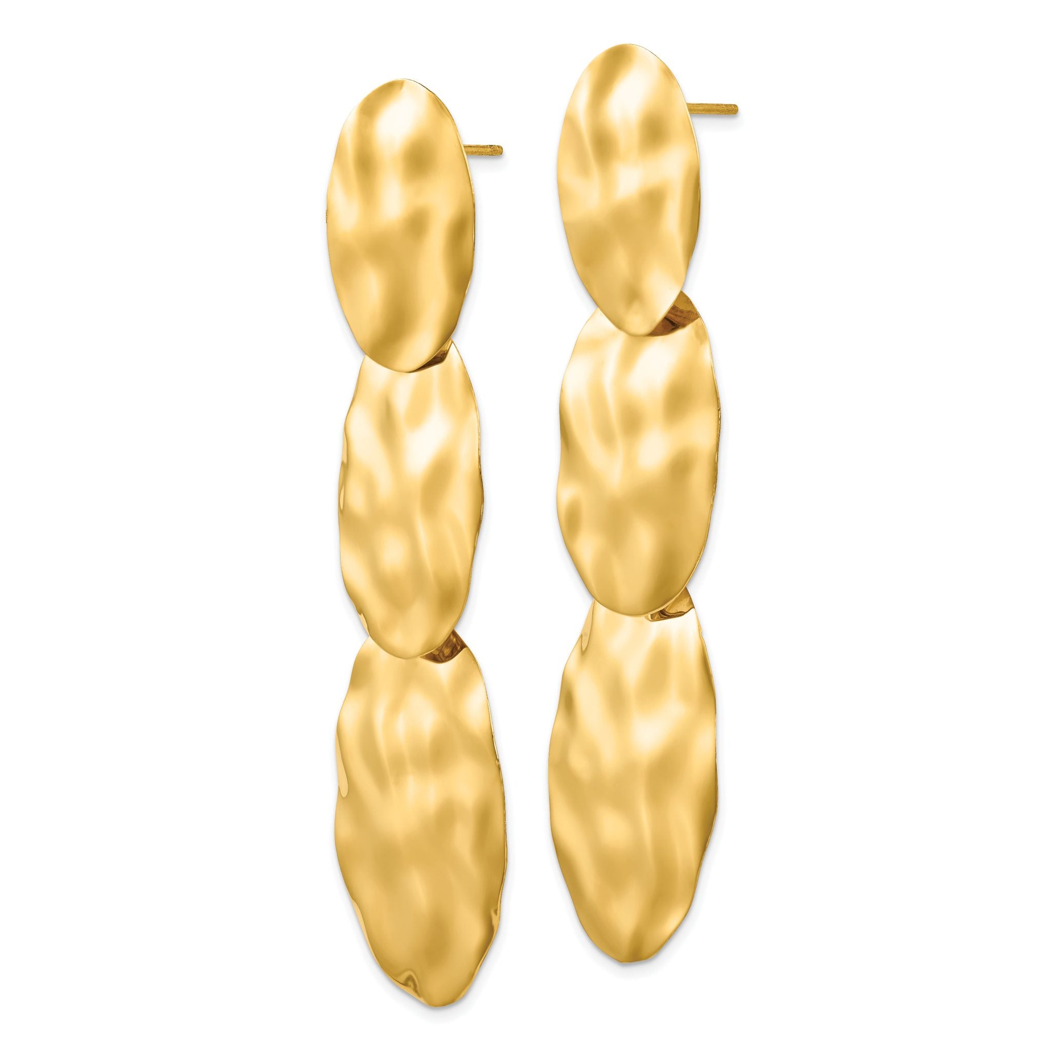 14k Polished Hammered Dangle Earrings Secondary image