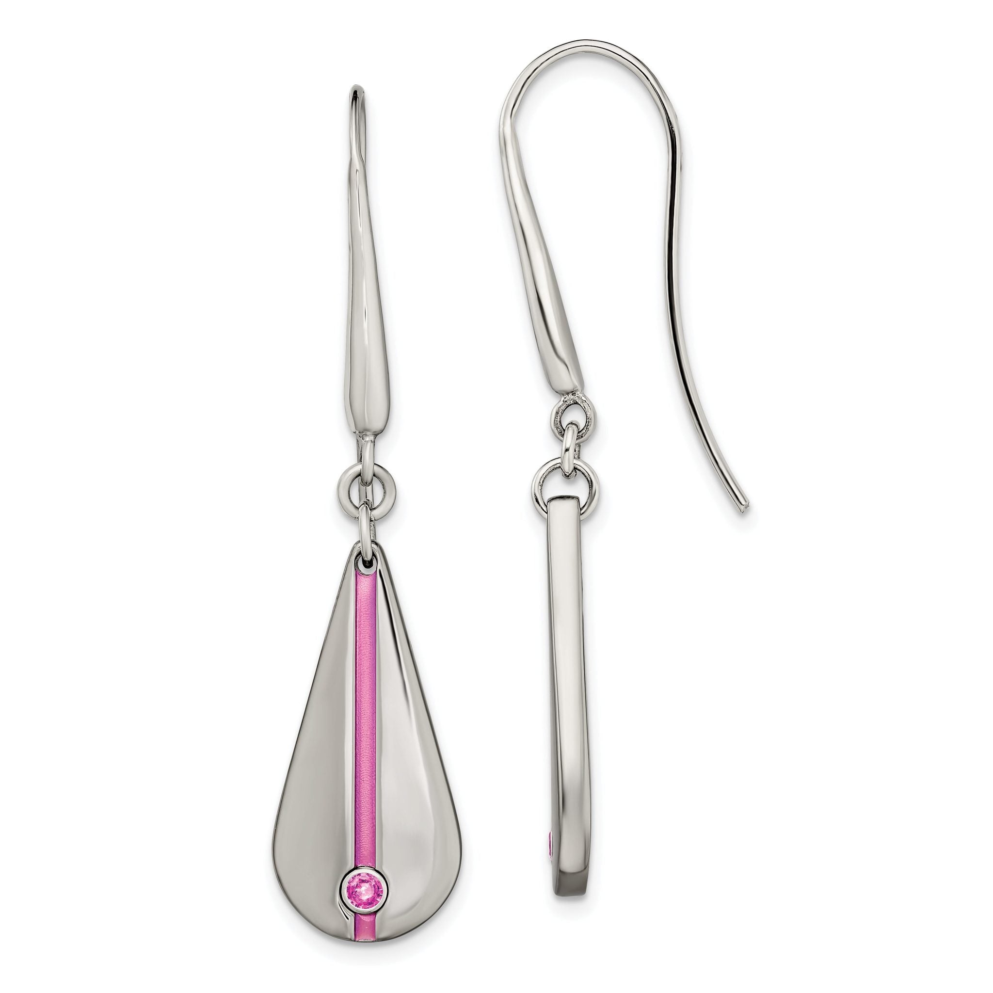 Edward Mirell Titanium Pink Anodized with Pink Sapphire Teardrop Earrings Main image
