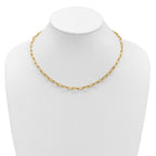 14K Polished Fancy Wavy Elongated Oval Link Necklace