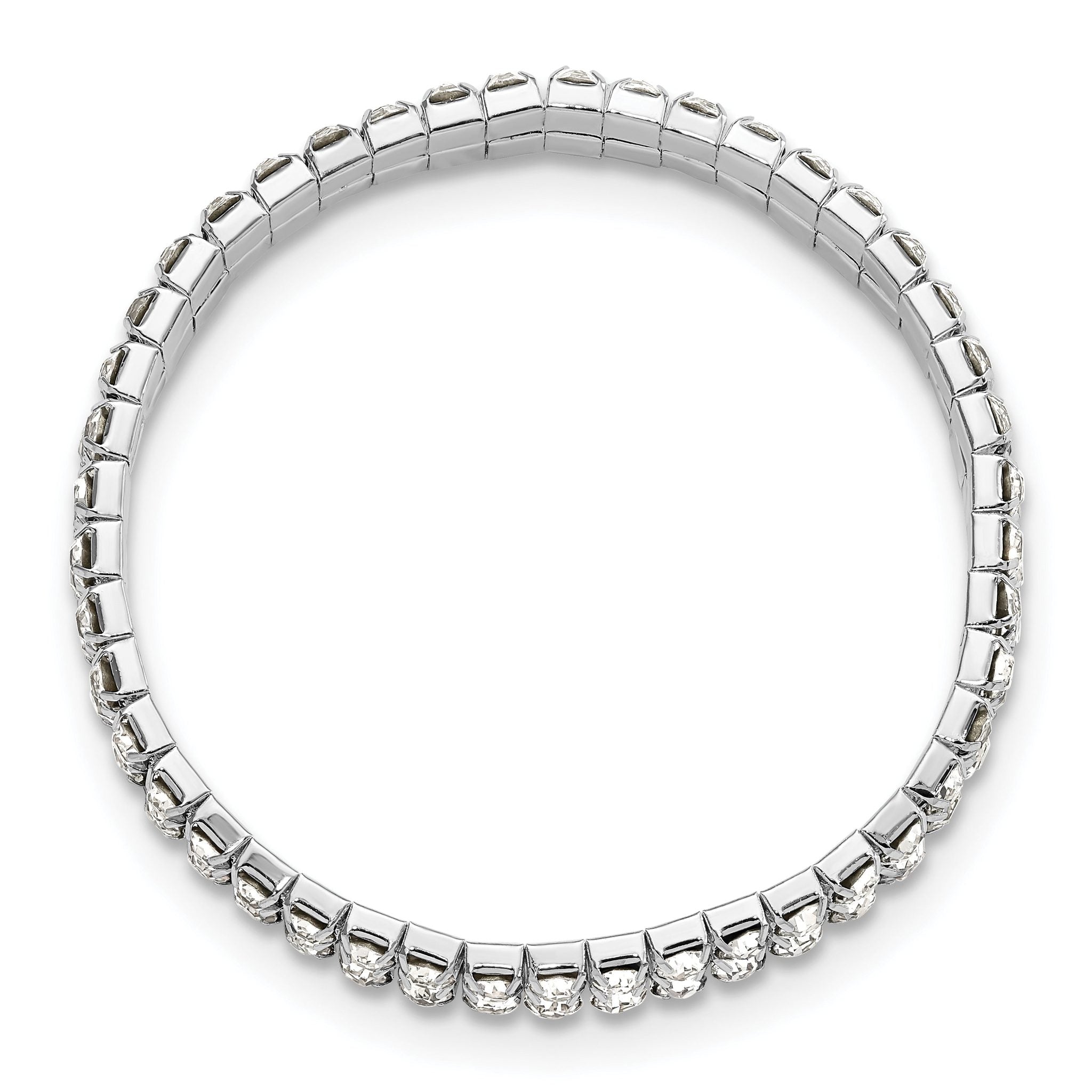 1928 Jewelry Silver-tone Sparkling Clear Crystal Two Row Stretch Bracelet Secondary image