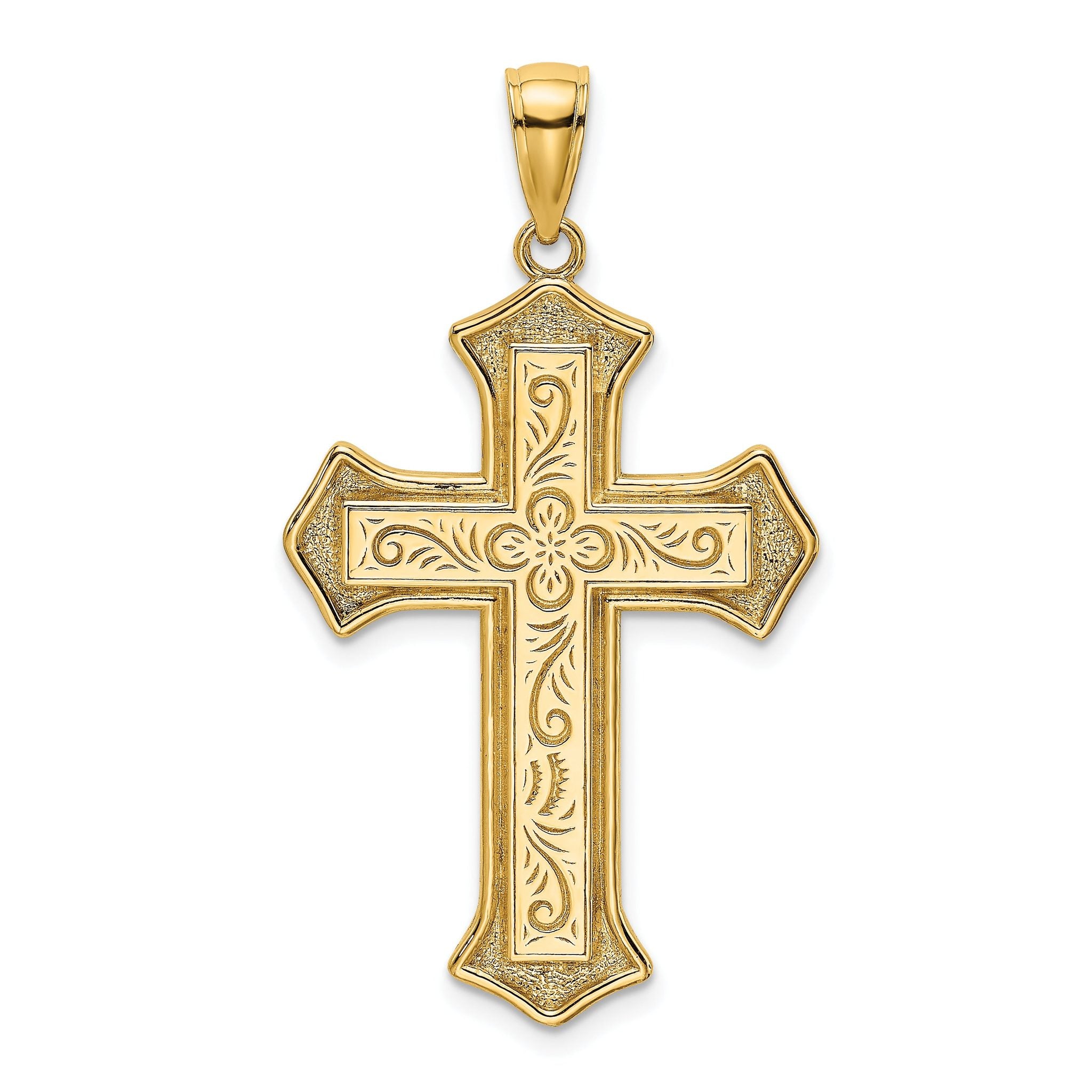 14K 2-D Filigree Center Block Cross Charm Main image