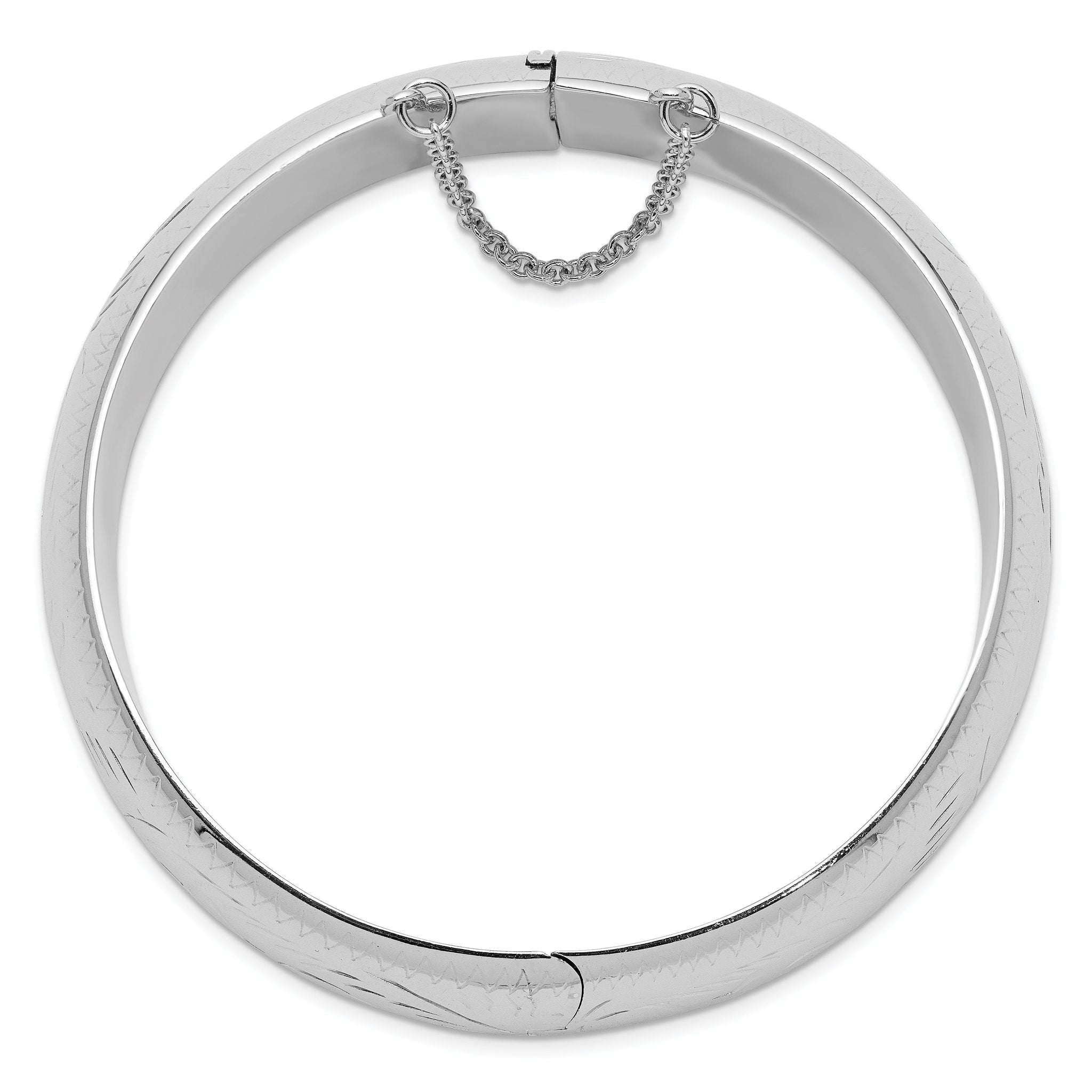 Sterling Silver Rhodium-plated D/C 20mm Hinged Bangle Bracelet Secondary image
