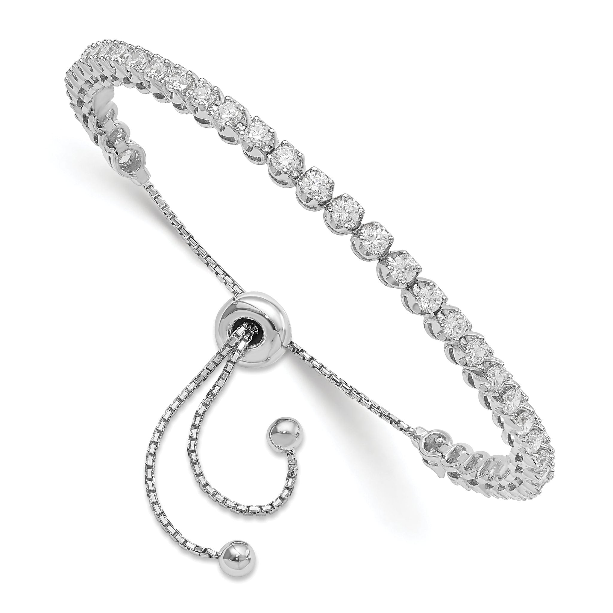 Sterling Shimmer Sterling Silver Rhodium-plated 39 Stone CZ Adjustable Bracelet Main image