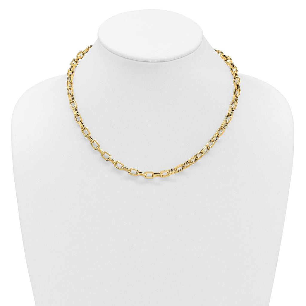 14K Polished 5.5mm Fancy Oval Link Necklace