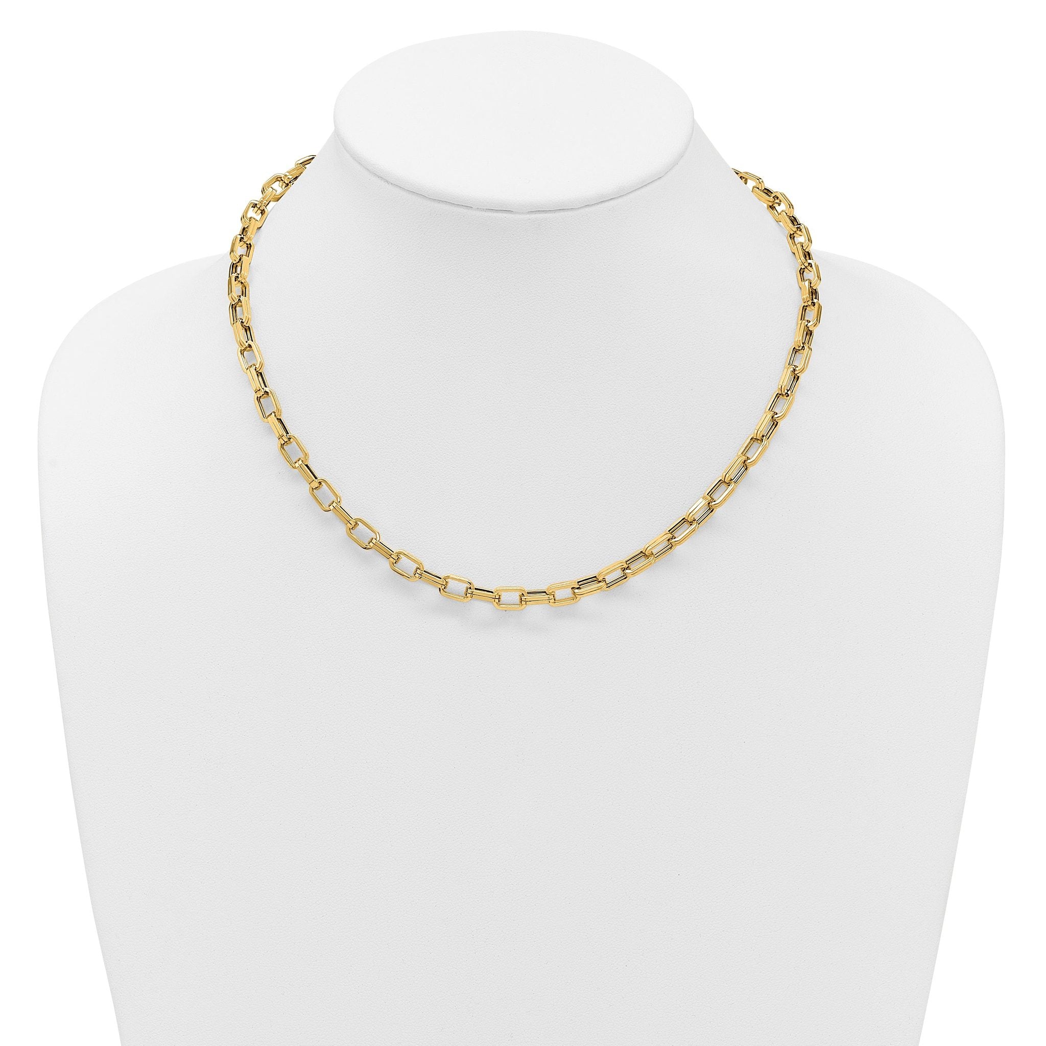 14K Polished 5.5mm Fancy Oval Link Necklace