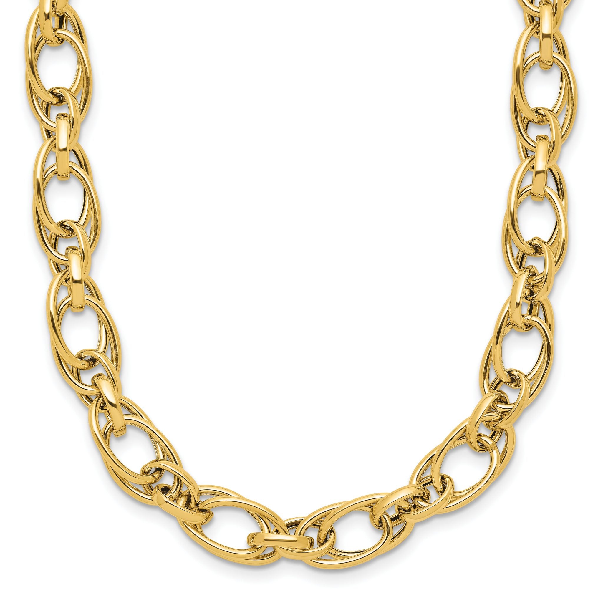 14K Polished Fancy Oval Link Necklace Main image