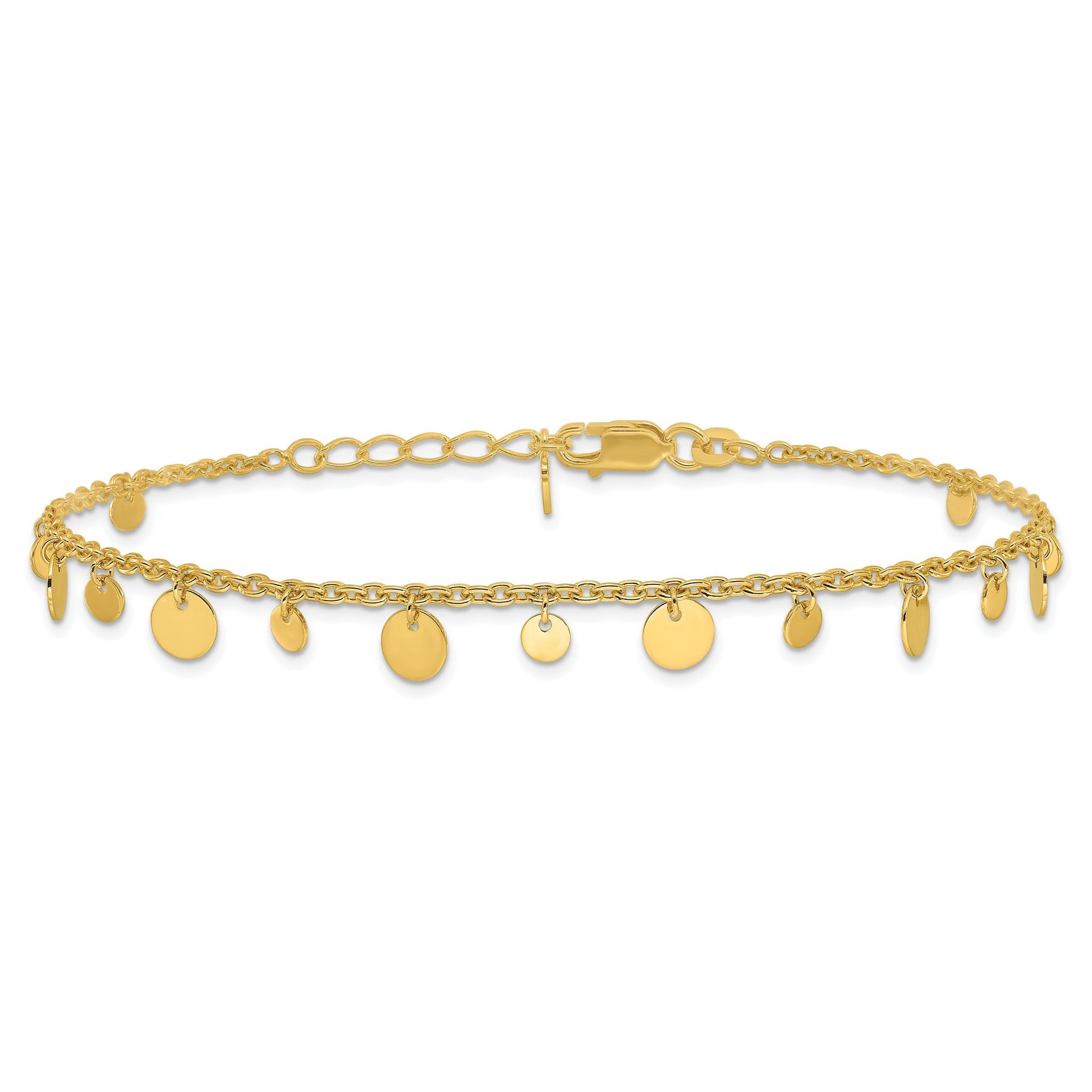 Affordable Expressions Sterling Silver Gold-tone Circle Disc Anklet with Extender