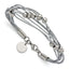 Stainless Steel Polished Beaded Multi-Strand Grey Leather Bracelet for Women