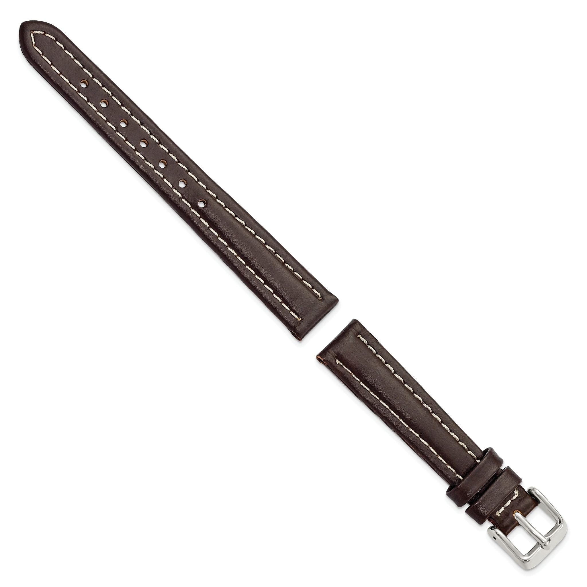 Oil-Tanned Leather Watch Band in Dark Brown, 19mm
