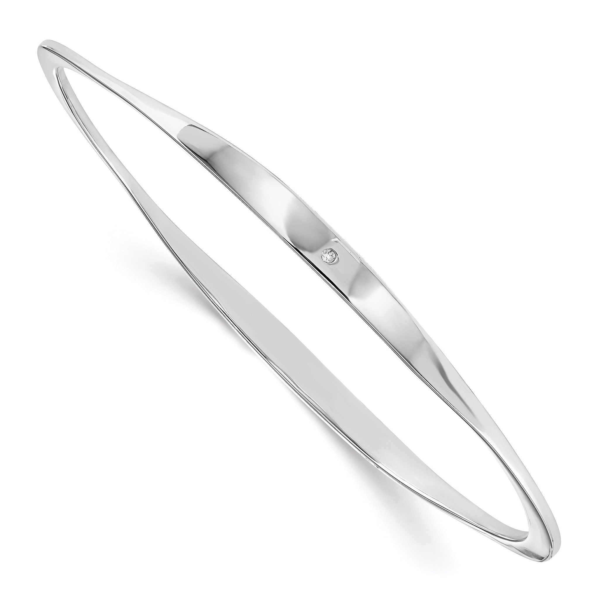 White Ice Sterling Silver Diamond Bangle with Polished Rhodium Finish Main image