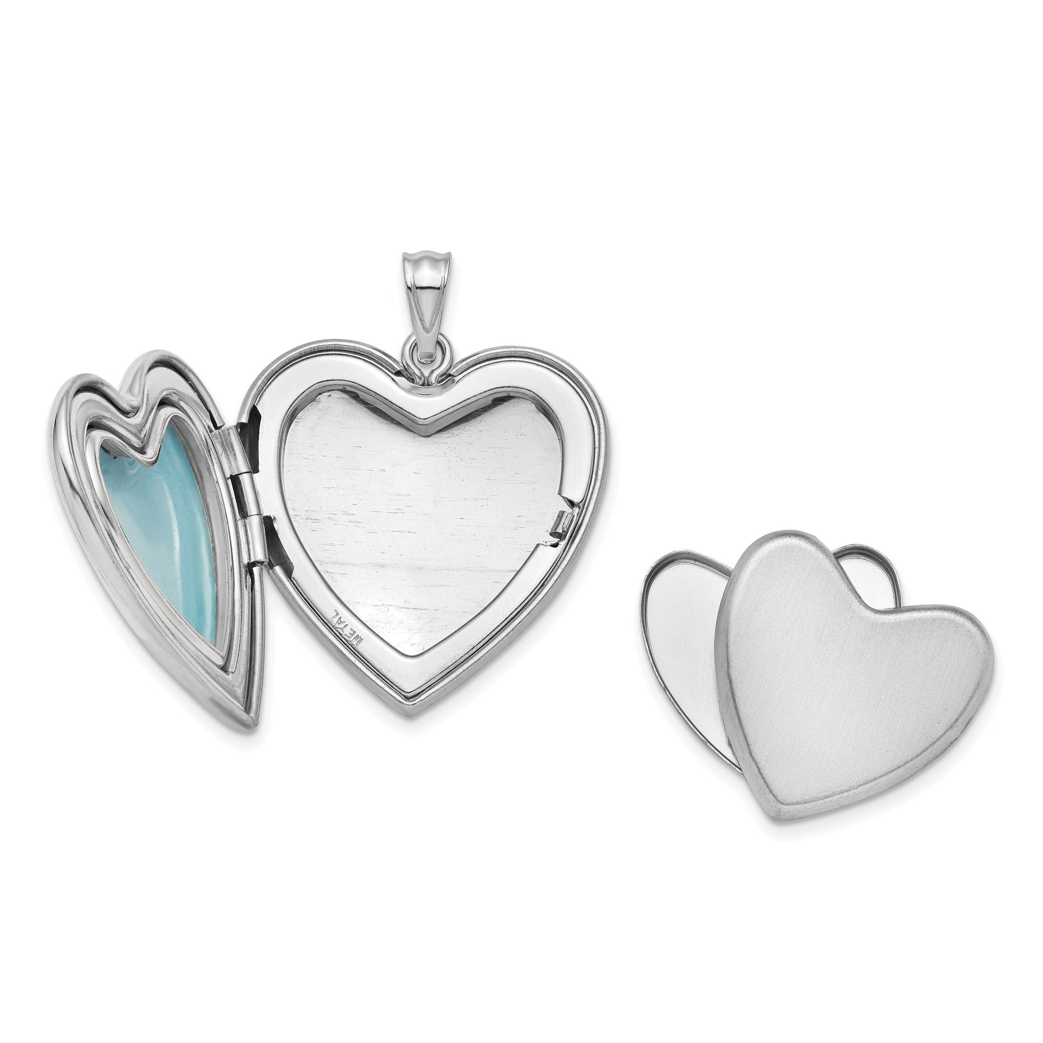 Sterling Silver Rhodium-plated 24mm D/C Footprints Ash Holder Heart Locket