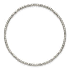Stainless Steel Polished and Textured 2mm Slip on Bangle Bracelet for Women