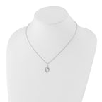Sterling Silver Diamond Necklace with Rhodium Polish and Extender