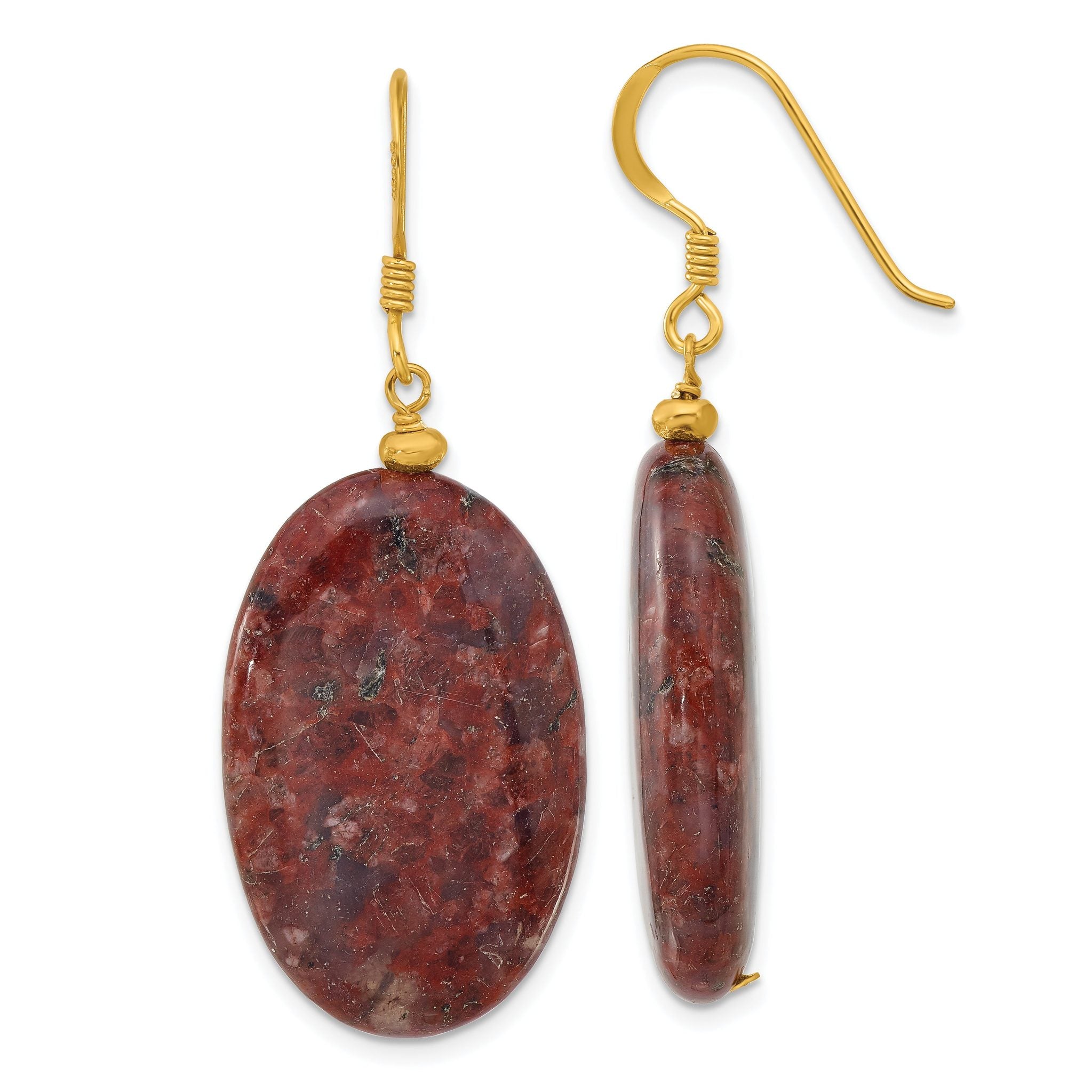 Sterling Silver Gold-plated Brown Jasper Dangle Earrings Main image