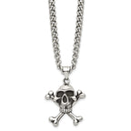 Skull and Crossbones Pendant Necklace in Stainless Steel