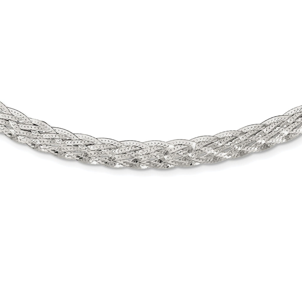 Sterling Silver 925 Braided Fancy Necklace with Polished Anti-Tarnish Finish