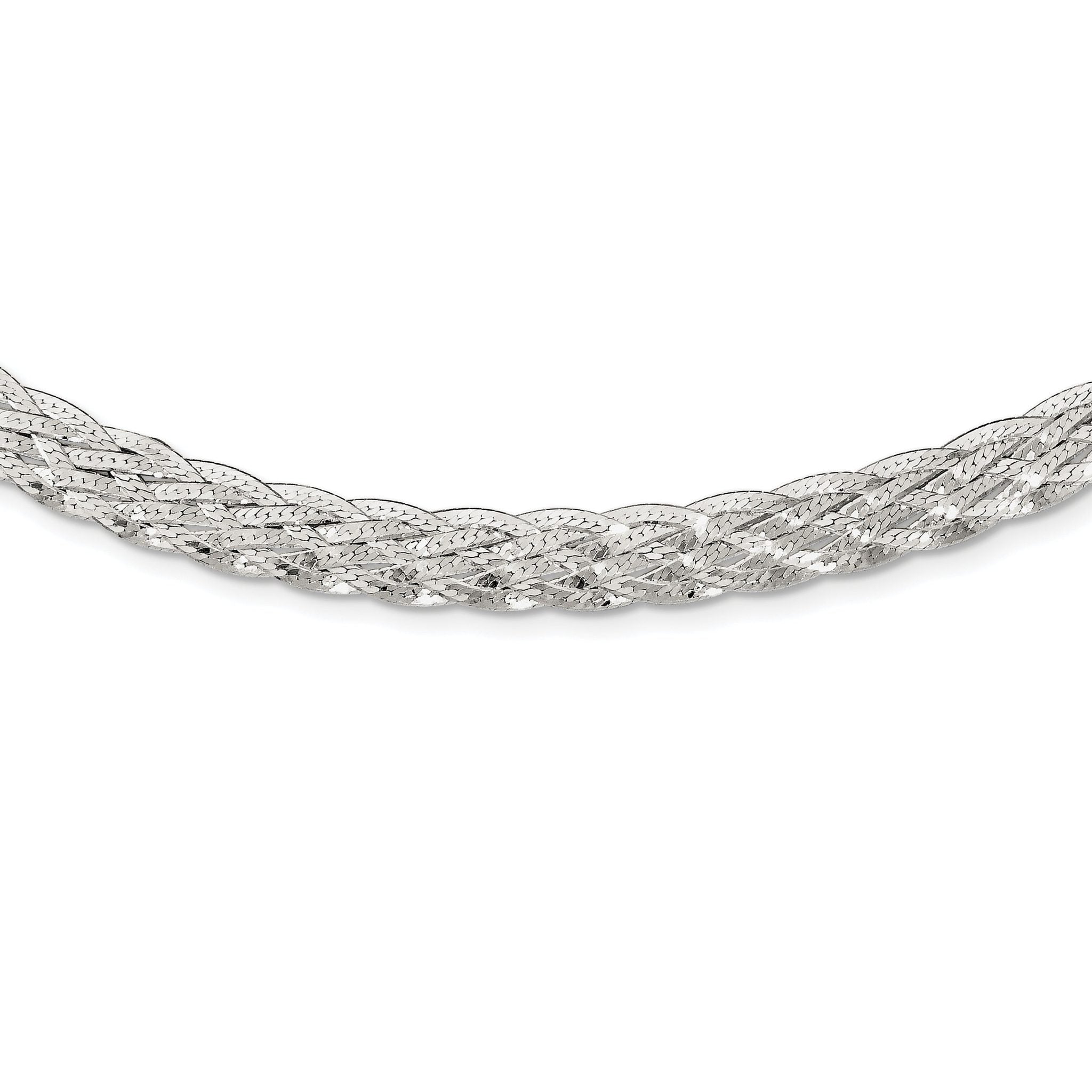 Sterling Silver 925 Braided Fancy Necklace with Polished Anti-Tarnish Finish