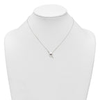 Sterling Silver Polished Pink and White CZ Heart and Arrow 16 inch with 2 inch Extension Necklace