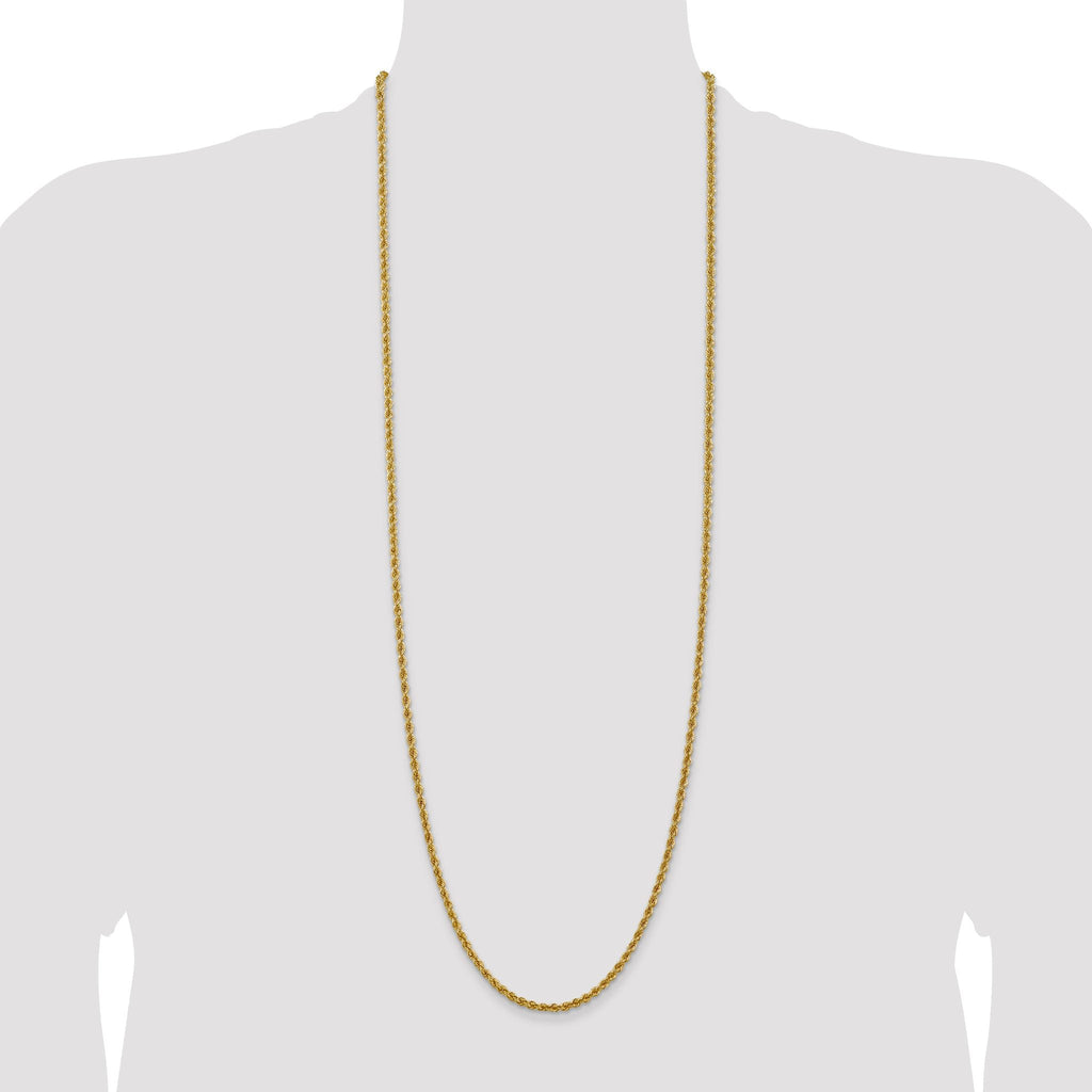 14K 7 inch 3mm Regular Rope with Lobster Clasp Chain