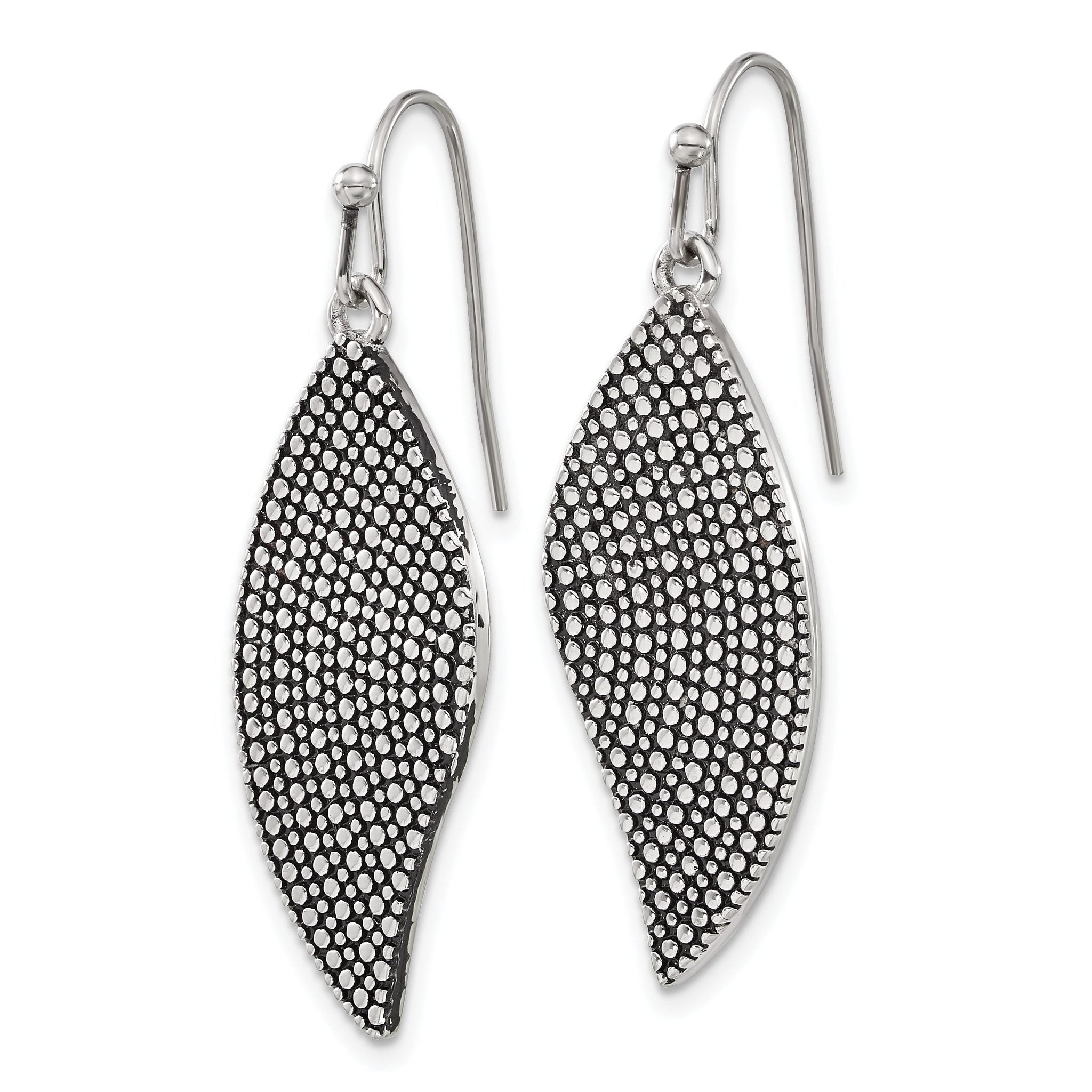 Stainless Steel Polished & Antiqued Drop Dangle Earrings for Women Secondary image