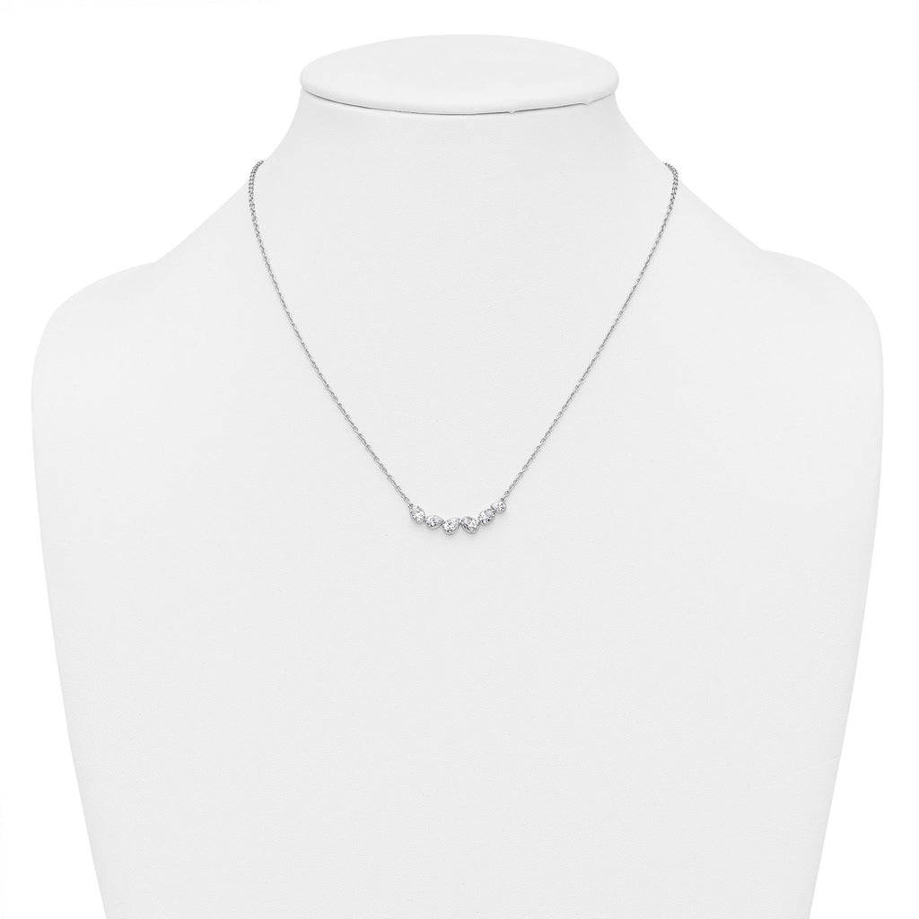 14k White Gold 3/4 carat Lab Grown Diamond VS+ F+ Round Complete 18 inch Pear-Link Bar Necklace