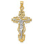 14K Two-Tone Gold Diamond-Cut Crucifix Pendant Elegant Jewelry