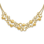 14K Polished and Satin Circles with 2in. ext Necklace