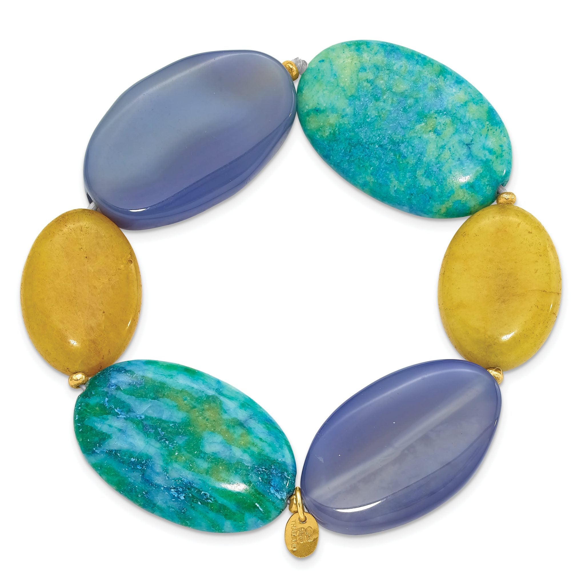 Sterling Silver Gold-plated Agate/Jade/Recon Serpentine Bracelet Secondary image