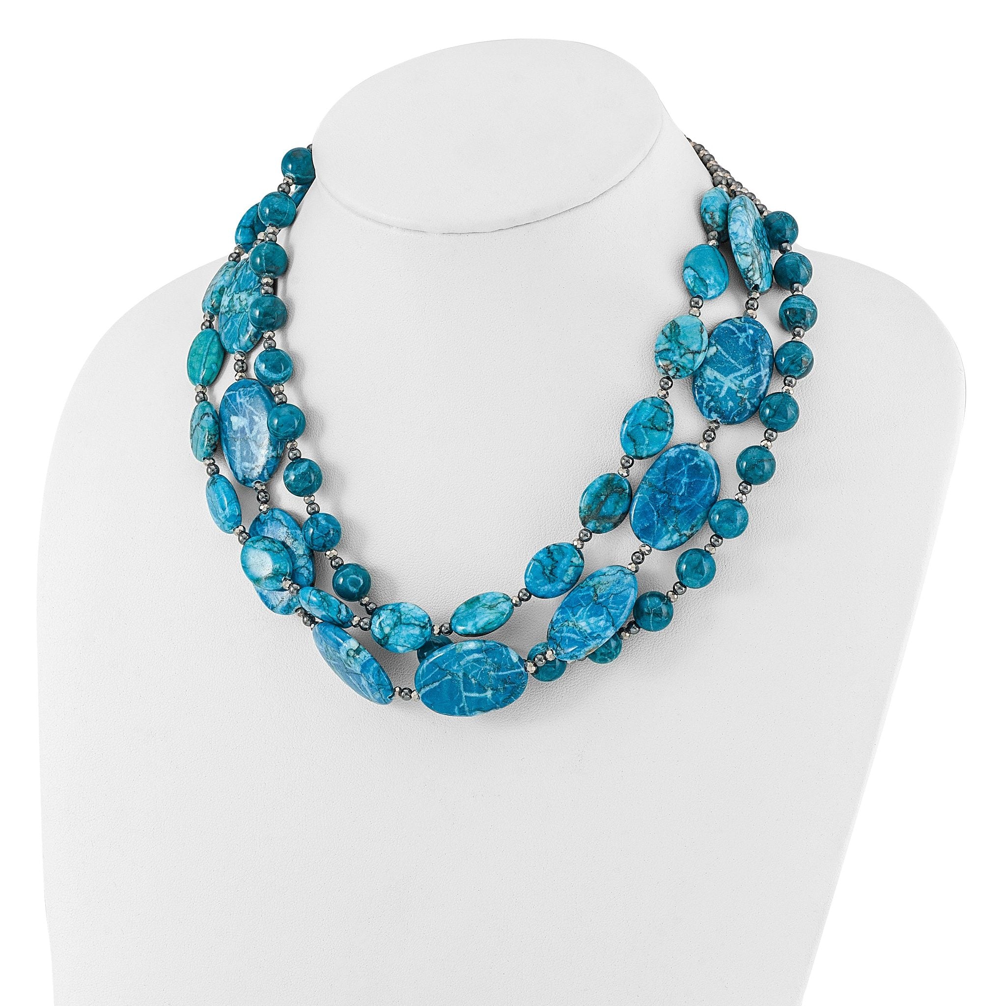 Sterling Silver Hematite,Howlite,Jasper,Crystal w/2in ext Necklace Secondary image