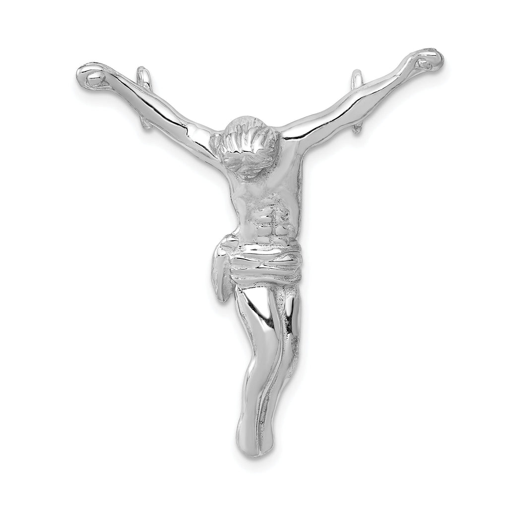 14K White Gold Jesus Chain Slide Pendant with Rhodium Plating 40mm Elegant Charm