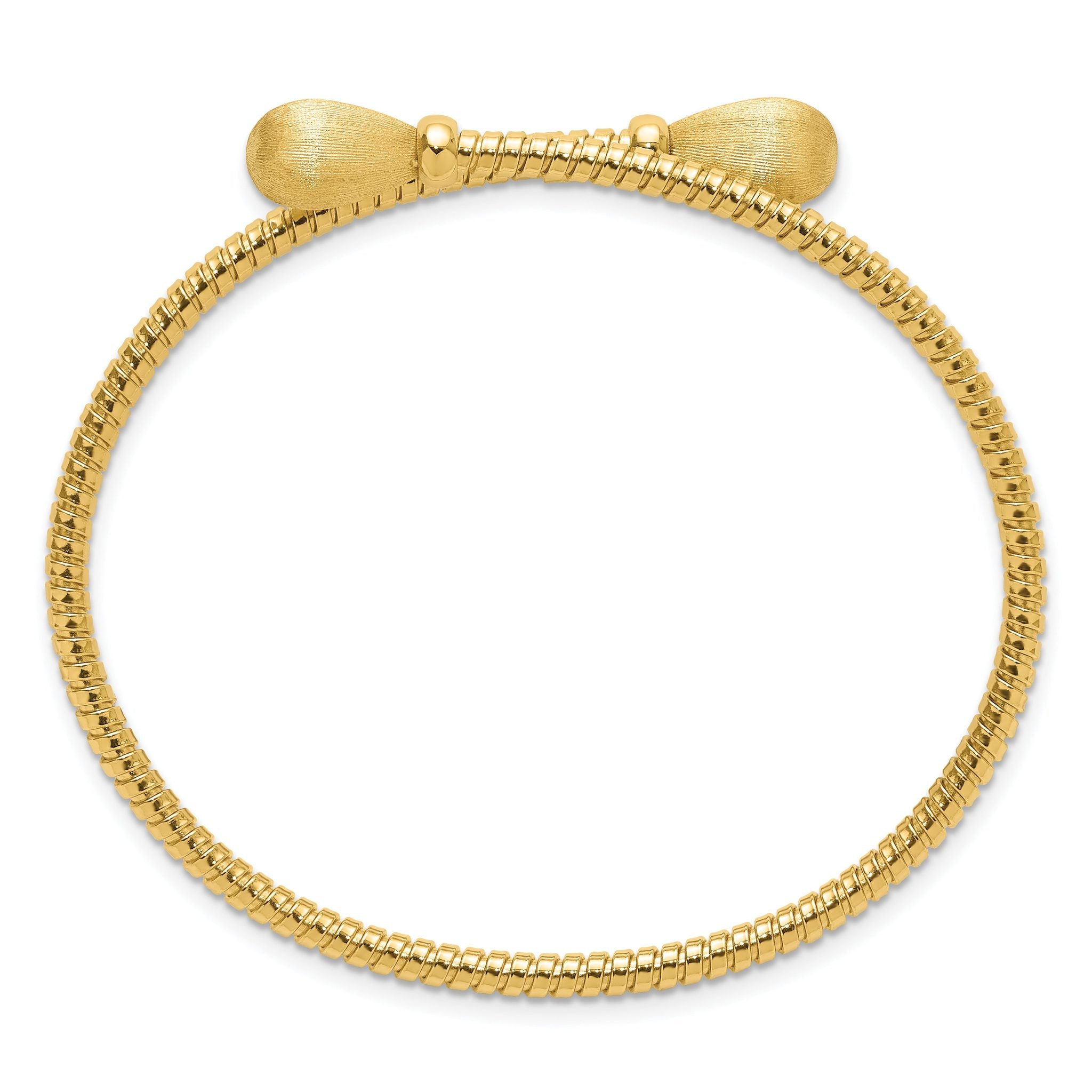 14K Polished and Brushed Bypass Cuff Bangle Secondary image